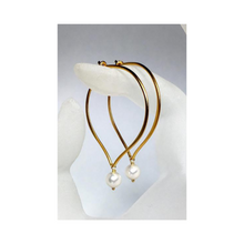 Load image into Gallery viewer, Pearl Hoop Earrings, Gold Vermeil - MiShelli