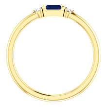 Load image into Gallery viewer, Blue Sapphire Baguette Stacking Ring, 14K White, Yellow, or Rose Gold - MiShelli