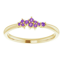 Load image into Gallery viewer, 18K Gold Amethyst Cluster Stacking Ring - MiShelli
