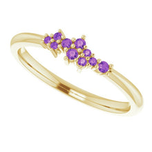 Load image into Gallery viewer, 18K Gold Amethyst Cluster Stacking Ring - MiShelli