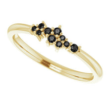 Load image into Gallery viewer, 18K Gold Black Diamond Cluster Stacking Ring - MiShelli