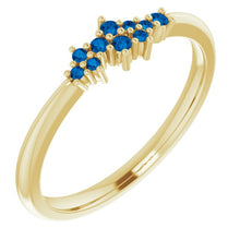 Load image into Gallery viewer, 18K Gold Ceylon Blue Sapphire Cluster Stacking Ring - MiShelli