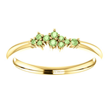 Load image into Gallery viewer, 18K Gold Green Diamond Cluster Stacking Ring - MiShelli