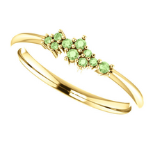 Load image into Gallery viewer, 18K Gold Green Diamond Cluster Stacking Ring - MiShelli