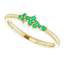 Load image into Gallery viewer, 18K Gold Emerald Cluster Stacking Ring - MiShelli