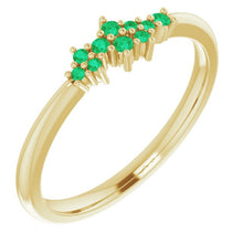 Load image into Gallery viewer, 18K Gold Emerald Cluster Stacking Ring - MiShelli