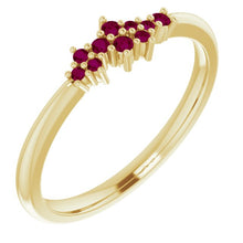 Load image into Gallery viewer, 18K Gold Garnet Cluster Stacking Ring - MiShelli