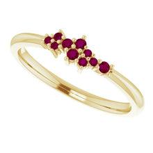 Load image into Gallery viewer, 18K Gold Garnet Cluster Stacking Ring - MiShelli
