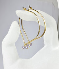 Load image into Gallery viewer, Amethyst Gold Hoop Ear Wires - MiShelli