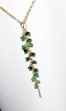 Load image into Gallery viewer, Emerald Necklace, Gold Fill Tassel Pendant - MiShelli