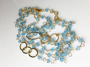 Blue Topaz Long Layering Gold Necklace - MiShelli