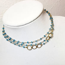 Load image into Gallery viewer, Blue Topaz Long Layering Gold Necklace - MiShelli
