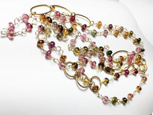 Load image into Gallery viewer, Tourmaline Necklace, Long Layering Wrap, Multi Strand Bracelet, Tourmaline Gemstones in Gold Fill, Length 38" - MiShelli