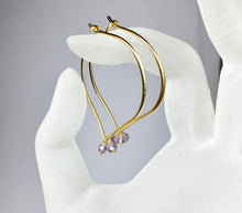 Load image into Gallery viewer, Amethyst Gold Hoop Ear Wires - MiShelli