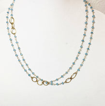 Load image into Gallery viewer, Blue Topaz Long Layering Gold Necklace - MiShelli