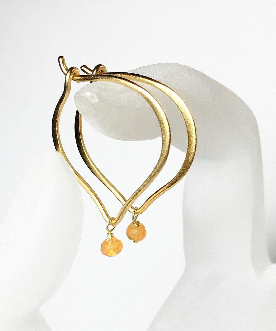 Gold Carnelian Hoop Earrings - MiShelli