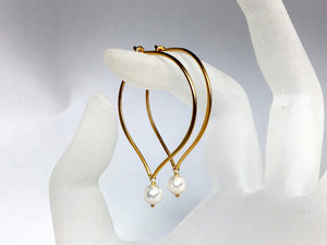 Pearl Hoop Earrings, Gold Vermeil - MiShelli