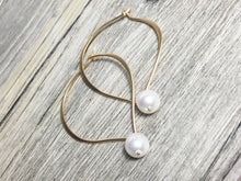 Load image into Gallery viewer, Pearl Hoop Earrings, Gold Vermeil - MiShelli