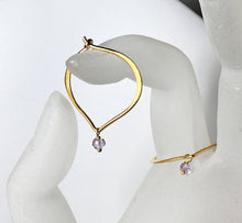 Load image into Gallery viewer, Amethyst Earrings, Gold Vermeil Hoop Ear Wires - MiShelli
