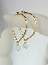 Load image into Gallery viewer, Moonstone Hoop Earrings, Gold Vermeil Lotus Petals - MiShelli