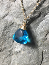 Load image into Gallery viewer, Blue Quartz Solitaire Necklace, Trillion Cut Gemstone - MiShelli