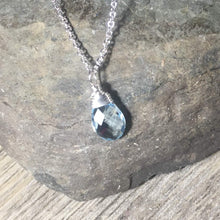 Load image into Gallery viewer, Topaz Necklace, Sterling Silver, Sky Blue Topaz Gemstone Pendant, Wire Wrapped Blue Topaz Briolette, Gifts for Her, MiShelli, Topaz Necklace - MiShelli