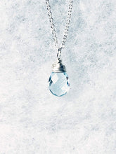 Load image into Gallery viewer, Topaz Necklace, Sterling Silver, Sky Blue Topaz Gemstone Pendant, Wire Wrapped Blue Topaz Briolette, Gifts for Her, MiShelli, Topaz Necklace - MiShelli