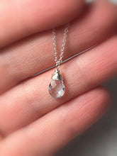 Load image into Gallery viewer, Topaz Necklace, Sterling Silver, Sky Blue Topaz Gemstone Pendant, Wire Wrapped Blue Topaz Briolette, Gifts for Her, MiShelli, Topaz Necklace - MiShelli