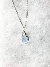 Load image into Gallery viewer, Topaz Necklace, Sterling Silver, Sky Blue Topaz Gemstone Pendant, Wire Wrapped Blue Topaz Briolette, Gifts for Her, MiShelli, Topaz Necklace - MiShelli