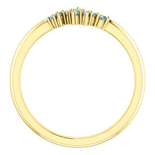 Load image into Gallery viewer, Teal Blue Diamond Cluster Ring, Diamond Stacking Ring, 14k Gold, Low Profile, Non Traditional - MiShelli