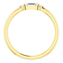Load image into Gallery viewer, Diamond Baguette Mini Stacking Ring, 14K Gold, Birthstone Band - MiShelli