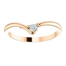 Load image into Gallery viewer, Dainty Diamond "V" Ring, 14K Gold, Diamond Contour Band, 18K Gold Stacking Ring, April Birthstone, MiShelli - MiShelli