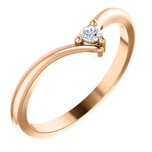 Load image into Gallery viewer, Dainty Diamond "V" Ring, 14K Gold, Diamond Contour Band, 18K Gold Stacking Ring, April Birthstone, MiShelli - MiShelli
