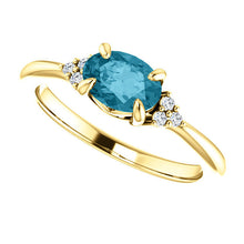 Load image into Gallery viewer, Oval London Blue Topaz Moissanite 14K Gold Ring, Forever One, Prong Setting, Stackable Ring - MiShelli
