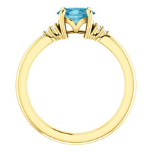 Load image into Gallery viewer, Oval London Blue Topaz Moissanite 14K Gold Ring, Forever One, Prong Setting, Stackable Ring - MiShelli