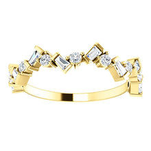 Load image into Gallery viewer, Diamond Baguette Anniversary Band 14K Gold Ring, Whimsical Birthstone Ring, Baguette Diamonds, 14K/18K Gold - MiShelli