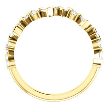 Load image into Gallery viewer, Diamond Baguette Anniversary Band 14K Gold Ring, Whimsical Birthstone Ring, Baguette Diamonds, 14K/18K Gold - MiShelli