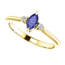 Load image into Gallery viewer, Tanzanite Diamond Ring, 14k / 18K Gold Prong Setting, Unique Engagement, Anniversary Ring - MiShelli