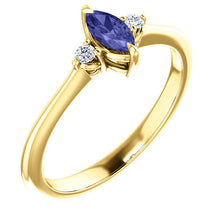 Load image into Gallery viewer, Tanzanite Diamond Ring, 14k / 18K Gold Prong Setting, Unique Engagement, Anniversary Ring - MiShelli