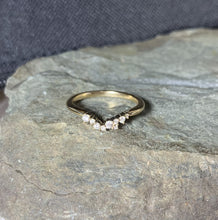 Load image into Gallery viewer, Cluster Ring 14K Gold, Diamond Stacking Ring, Wedding Band, Ring Wrap, 14k Gold - MiShelli