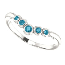 Load image into Gallery viewer, London Blue Topaz Ring, Low Profile, Graduated Contour Band, Sterling Silver, Birthstone Ring, Anniversary Band, "V" Ring - MiShelli