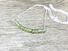 Load image into Gallery viewer, Green Tourmaline Bar Necklace, Layering Necklace, Gifts for Her, Chakra Gemstones, Healing Energies - MiShelli