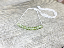 Load image into Gallery viewer, Green Tourmaline Bar Necklace, Layering Necklace, Gifts for Her, Chakra Gemstones, Healing Energies - MiShelli