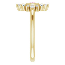 Load image into Gallery viewer, White Sapphire Diamond Cluster Gemstone Ring, 14K Bezel Set, Yellow, White, Rose Gold, Non Traditional Engagement, Cocktail Ring - MiShelli