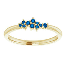 Load image into Gallery viewer, Ceylon Blue Sapphire Cluster Ring, Stacking Ring, 14k Gold, Low Profile, Non Traditional Wedding Band - MiShelli