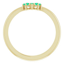 Load image into Gallery viewer, Emerald Contour Band, 14K Gold, Low Profile, Stackable, Non Traditional Wedding, Multi Stone Band, Yellow, White, Rose Gold - MiShelli