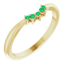 Load image into Gallery viewer, Emerald Contour Band, 14K Gold, Low Profile, Stackable, Non Traditional Wedding, Multi Stone Band, Yellow, White, Rose Gold - MiShelli