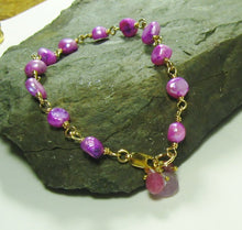 Load image into Gallery viewer, Purple Freshwater Pearl Bracelet Gold Filled, hand linked - MiShelli