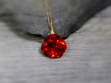 Load image into Gallery viewer, Red Quartz Necklace, Layering Solitaire Pendant, Wire Wrapped Gemstone, Gold Fill Necklace, Gift for Her, Length 20" - MiShelli
