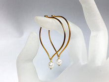 Load image into Gallery viewer, Pearl Golden Hoop Ear Wires - MiShelli